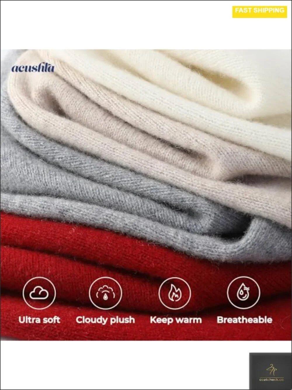 100% Merino Wool Pashmina Shawl Wrap Women Winter Scarf